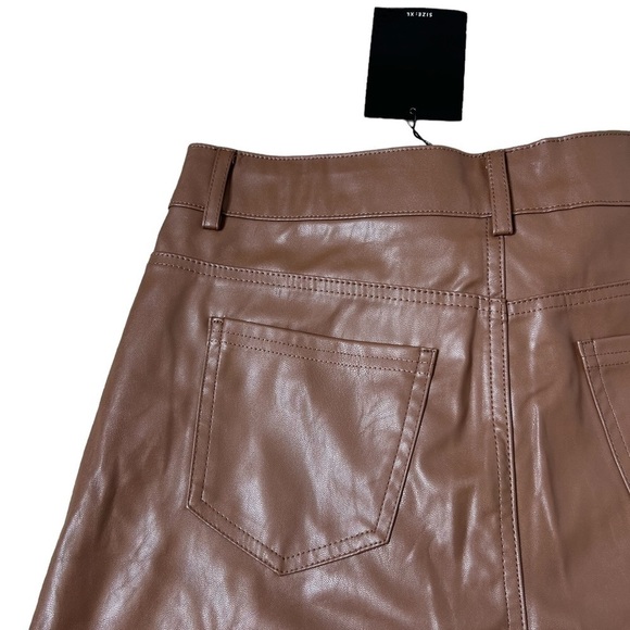 2/$30 Shinestar Brown High Waist Perfect Fit Faux Leather Vegan Skinny Pant XL - Picture 13 of 16